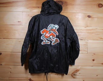 Vintage Miami Hurricanes Chalk Line Light Button up Black Hooded