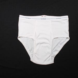 Vintage Fruit Of The Loom White Underwear Briefs Adult Size Large Front Flap Unworn Condition