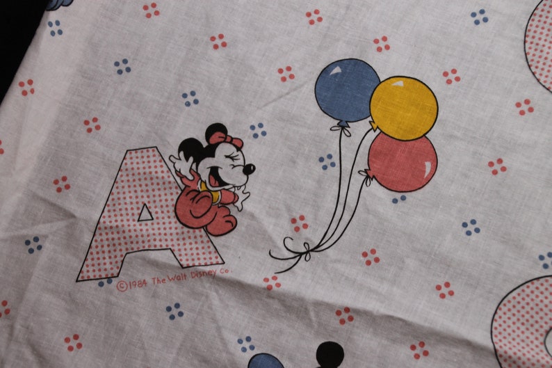 Vintage 1984 The Walt Disney Baby Mickey Mouse And Friends Themed Fitted Crib Sheet image 3