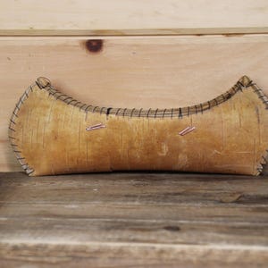 Vintage Canadian Bark Wood Hand Made Miniature Canoe Cottage Canadiana
