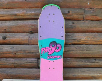 Vintage Pro 90 Stamm Shark Neon Pink Skateboard Deck With Trucks