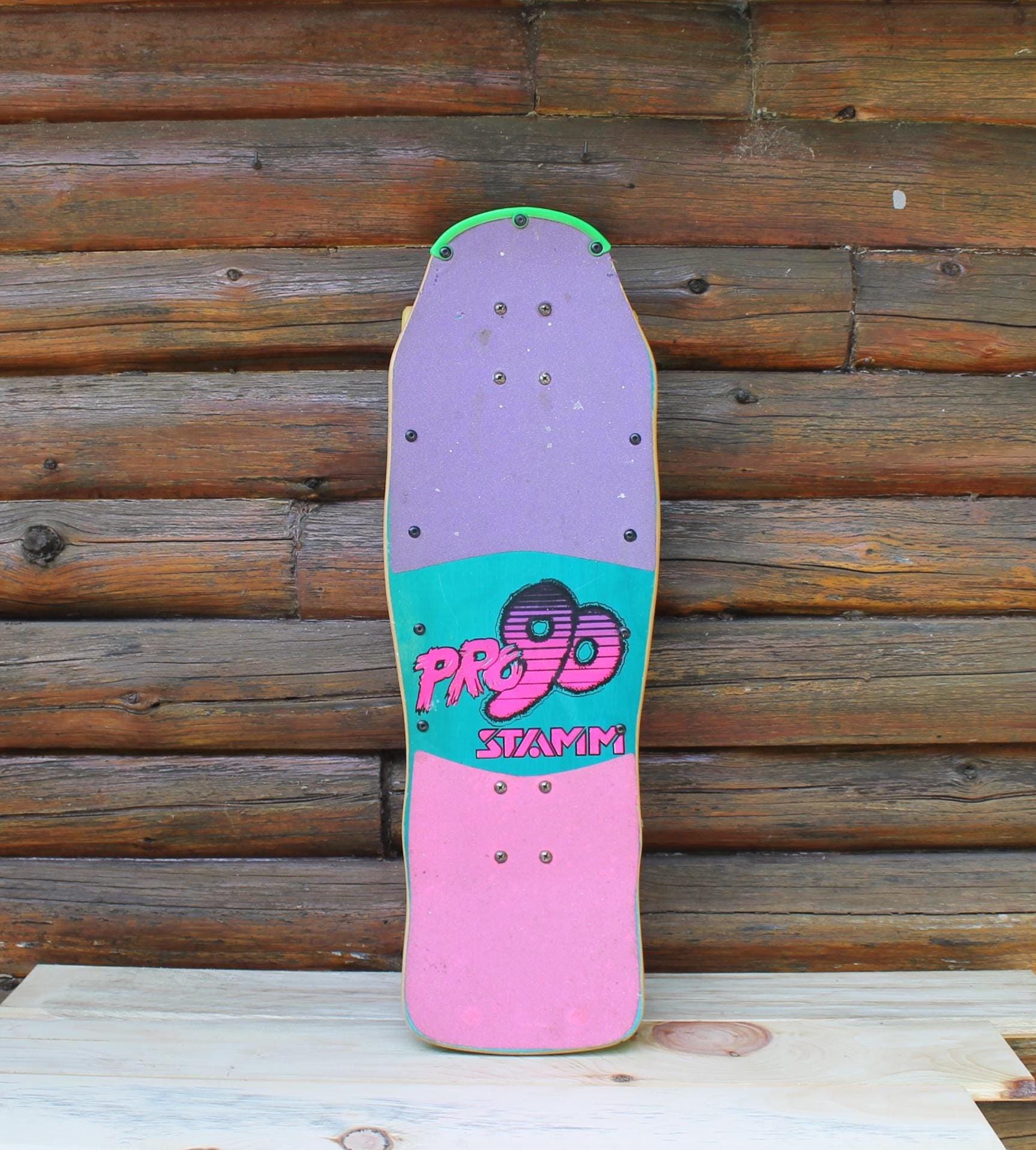 Vintage Pro 90 Stamm Shark Neon Pink Skateboard Deck With Trucks
