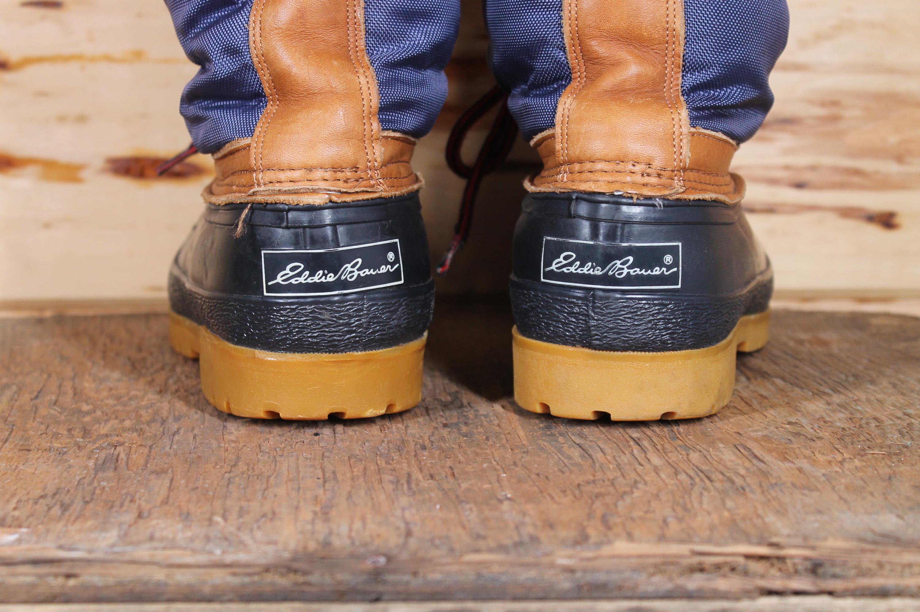 Vintage Eddie Bauer Mens Leather Shearling Lined Duck Winter Lace Up Boots 15 vintage duck boots - men main image 3