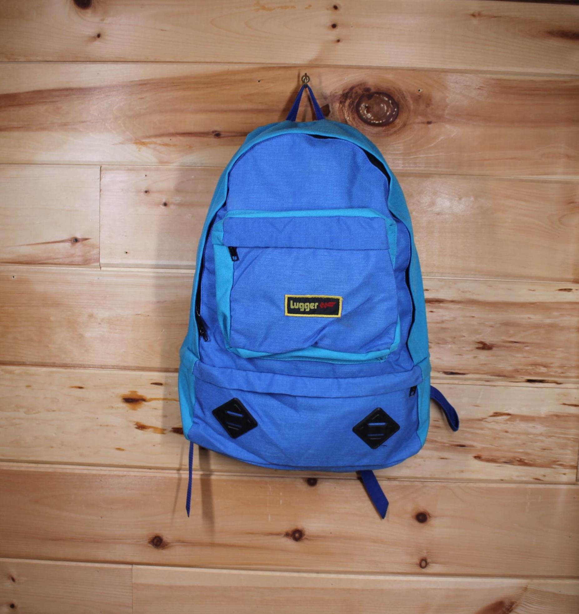 Vintage Lugger Blue and Teal Hiking Nature Trail Camping Backpack