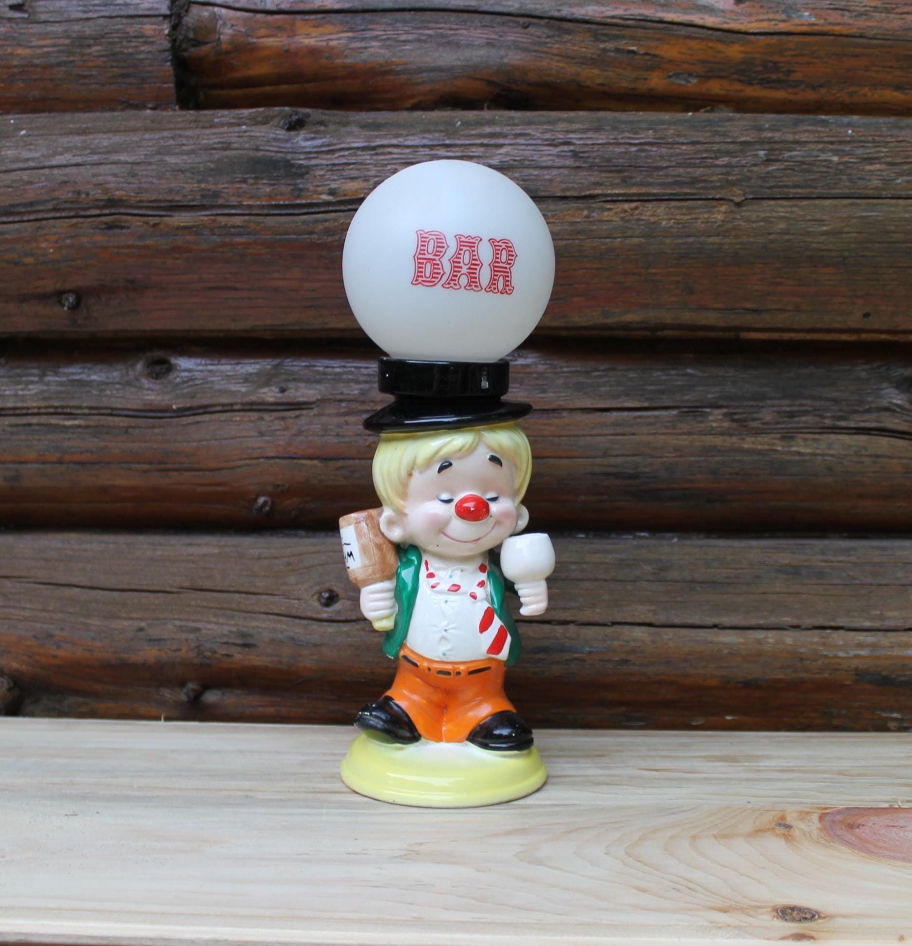 Vintage Lush Clown Bar Lamp Barware Man Cave Decor Made in Japan