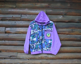 Vintage 90's OP Ocean Pacific Tech Purple Nylon Lightweight Jacket
