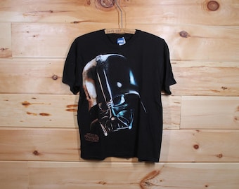 Vintage Star Wars Darth Vader Big Face zwart T-shirt volwassen maat medium