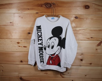 Vintage Disney Mickey Mouse Double Sided Pullover Sweatshirt Adult Size Large (fits XL)