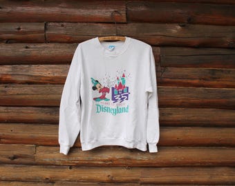 Sudadera vintage de Mickey Mouse con la leyenda "35 años de magia" de Disneyland, talla XL para adulto (talla M)