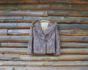 Vintage Northland Furs Ltd. Mink Waist Length Fur Coat North Bay Canada Adult Size Small