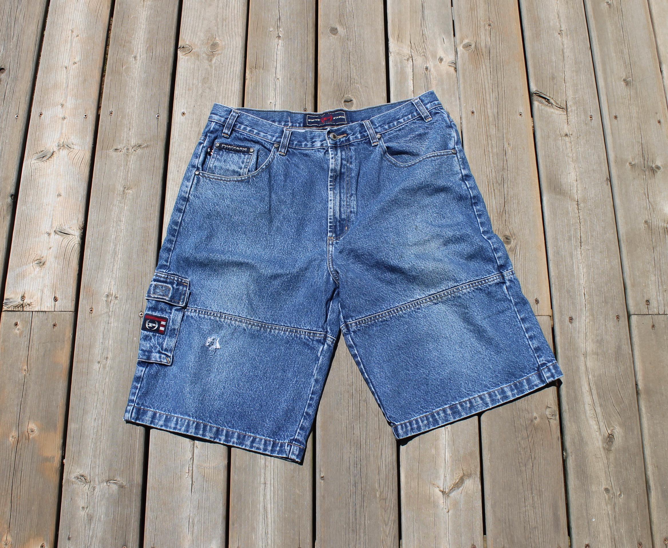 Vintage Phat Farm Blue Jean Shorts Jorts Hip Hop Streetwear Baggy