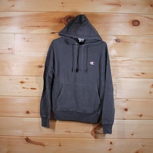 Vintage Grey Essential Champion Reverse Weave Hoodie Sweatshirt Adult Size Small