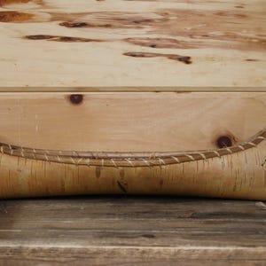 Vintage Canadian Bark Wood Hand Made Miniature Canoe Cottage Canadiana 18&quot;