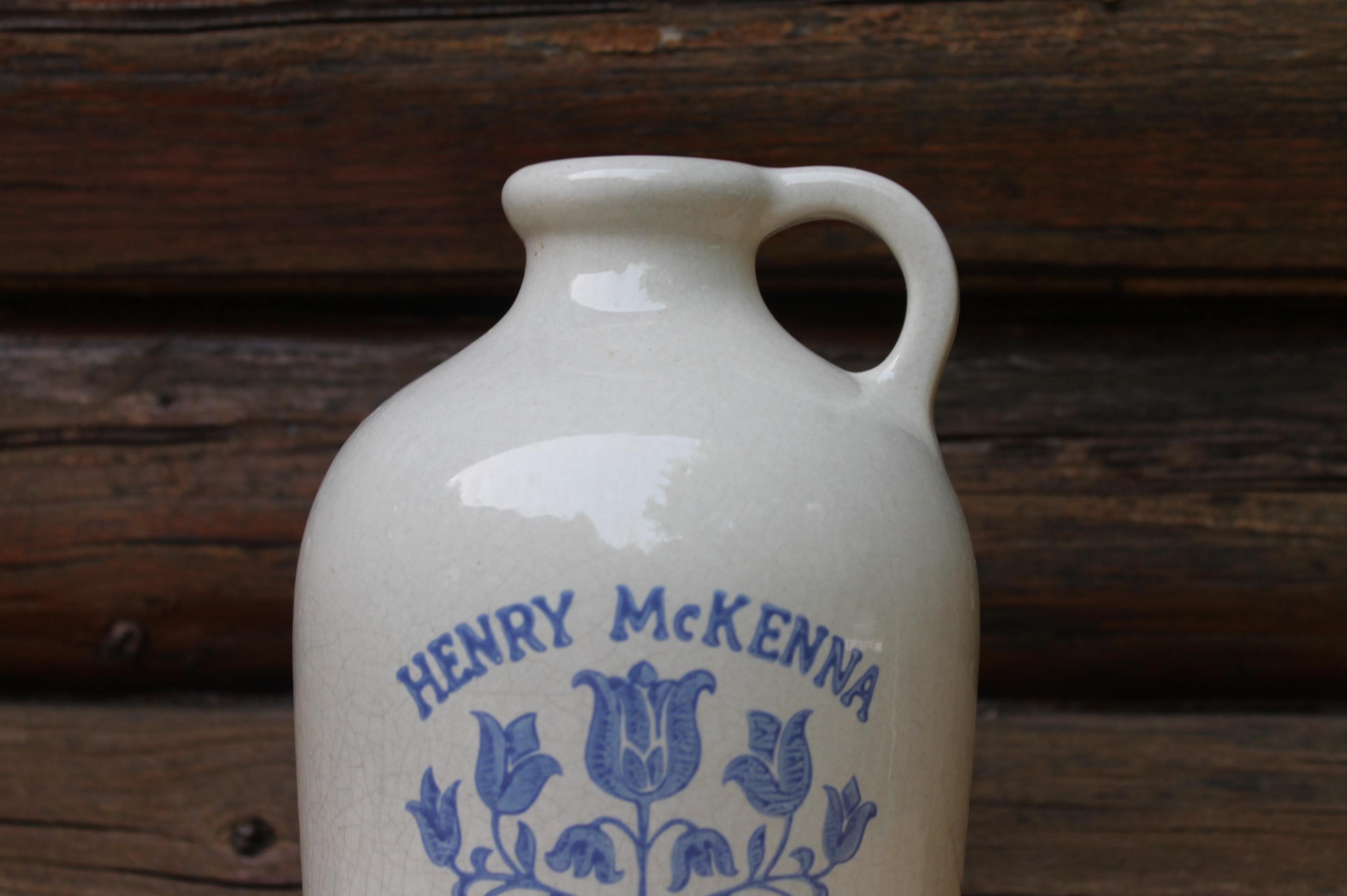 Vintage Henry Mckenna Pottery Crock Kentucky Whiskey Jug Cream