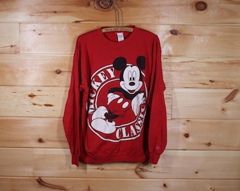 Vintage Disney Mickey Mouse Classics Red Pullover Sweatshirt Adult Size XL