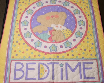 Vintage Teddy Bear Bedtime Themed Crib Blanket Quilt