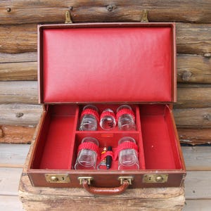 Vintage Airway Industries Airline Aviation Bagagerie de voyage Portable Bar dans une mallette en cuir