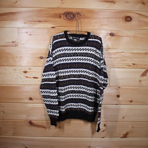 Vintage Isle Of Man Retro Pattern Pullover 3D Knit Sweater Adult Size Large