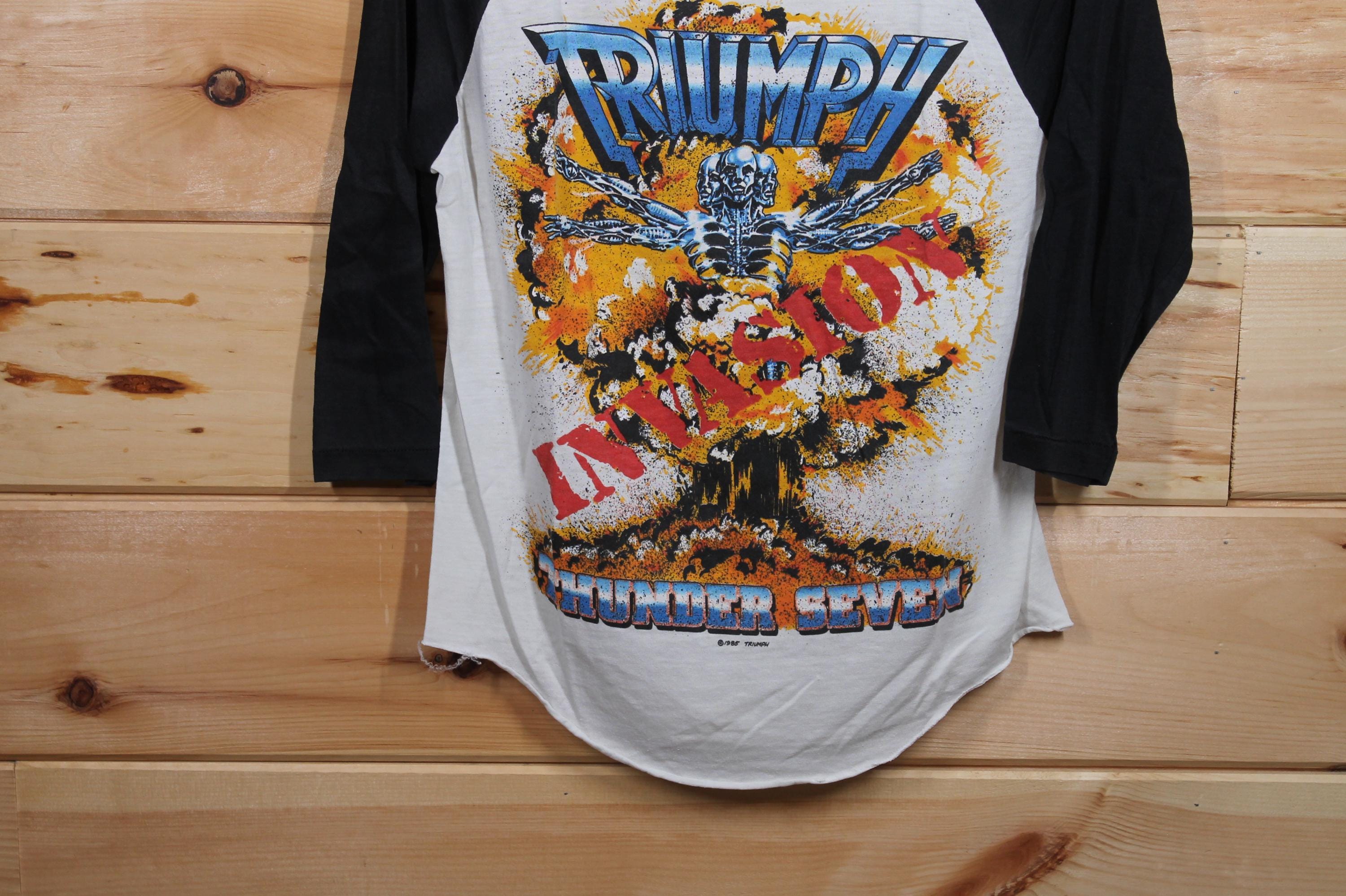 Vintage Triumph Invasion Thunder Seven 1985 Raglan Rock Band