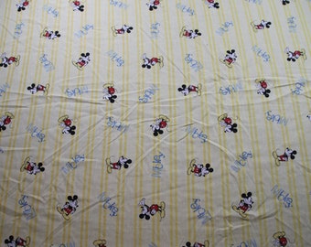 Parure de lit plat et housse pour lit simple jaune Mickey Mouse vintage