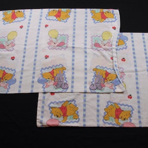 Vintage Disney Winnie the Pooh and Piglet Themed Pillowcase Pair Set