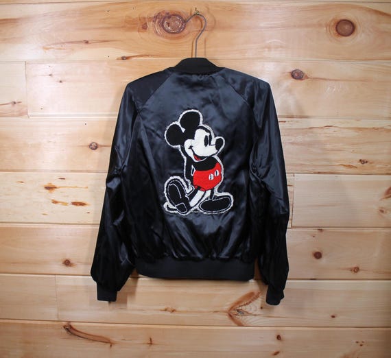 Vintage Walt Disney Mickey Mouse Button up Chalk Line Black Jacket