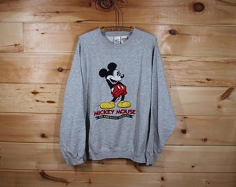Vintage Disney Mickey Mouse An American Original Grey Pullover Sweatshirt Adult Size XXL