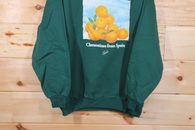 Vintage Espango Clementines Oranges From Spain Green Pullover