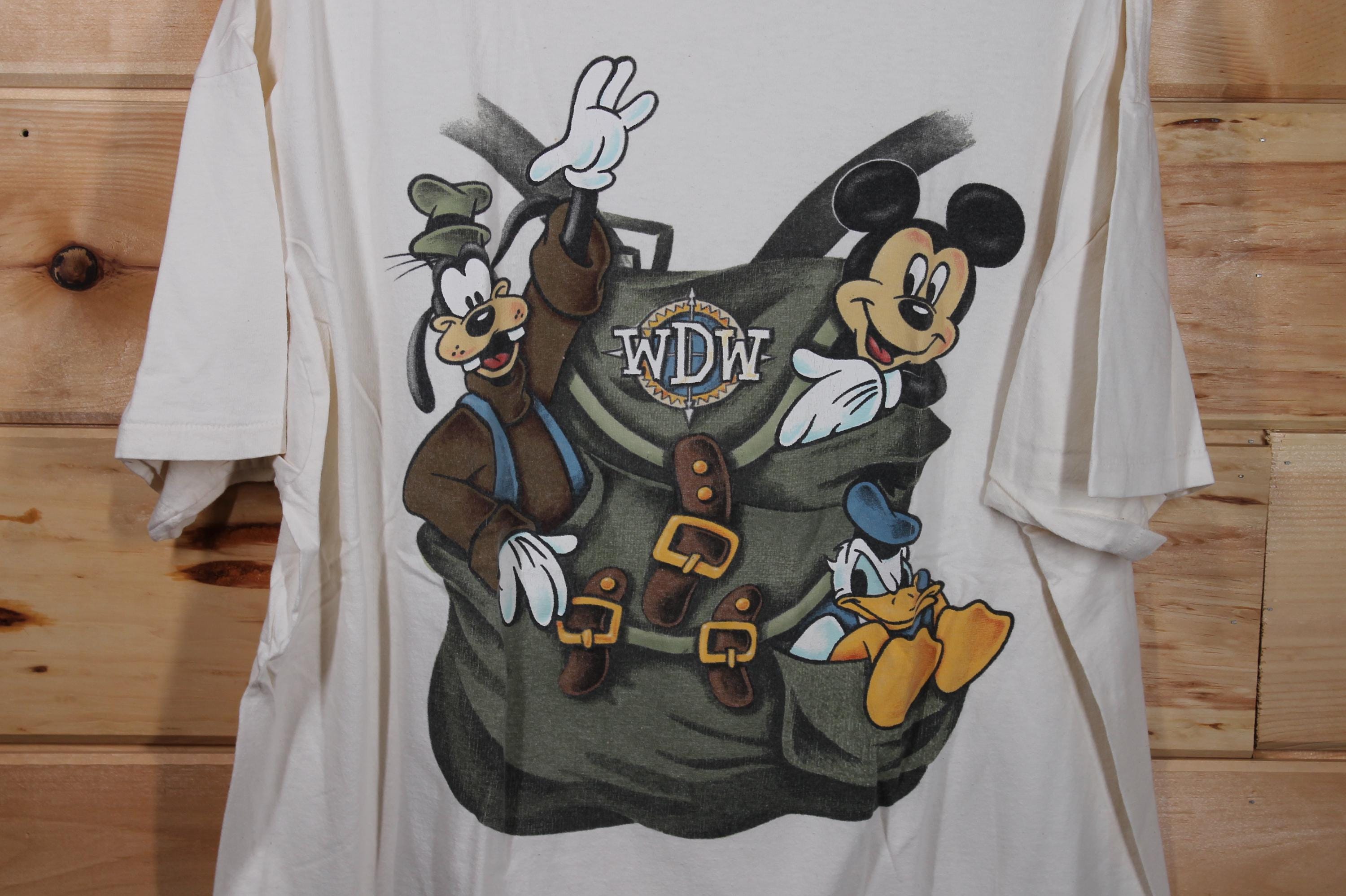Vintage Walt Disney World Mickey Inc. Characters in Backpack White 