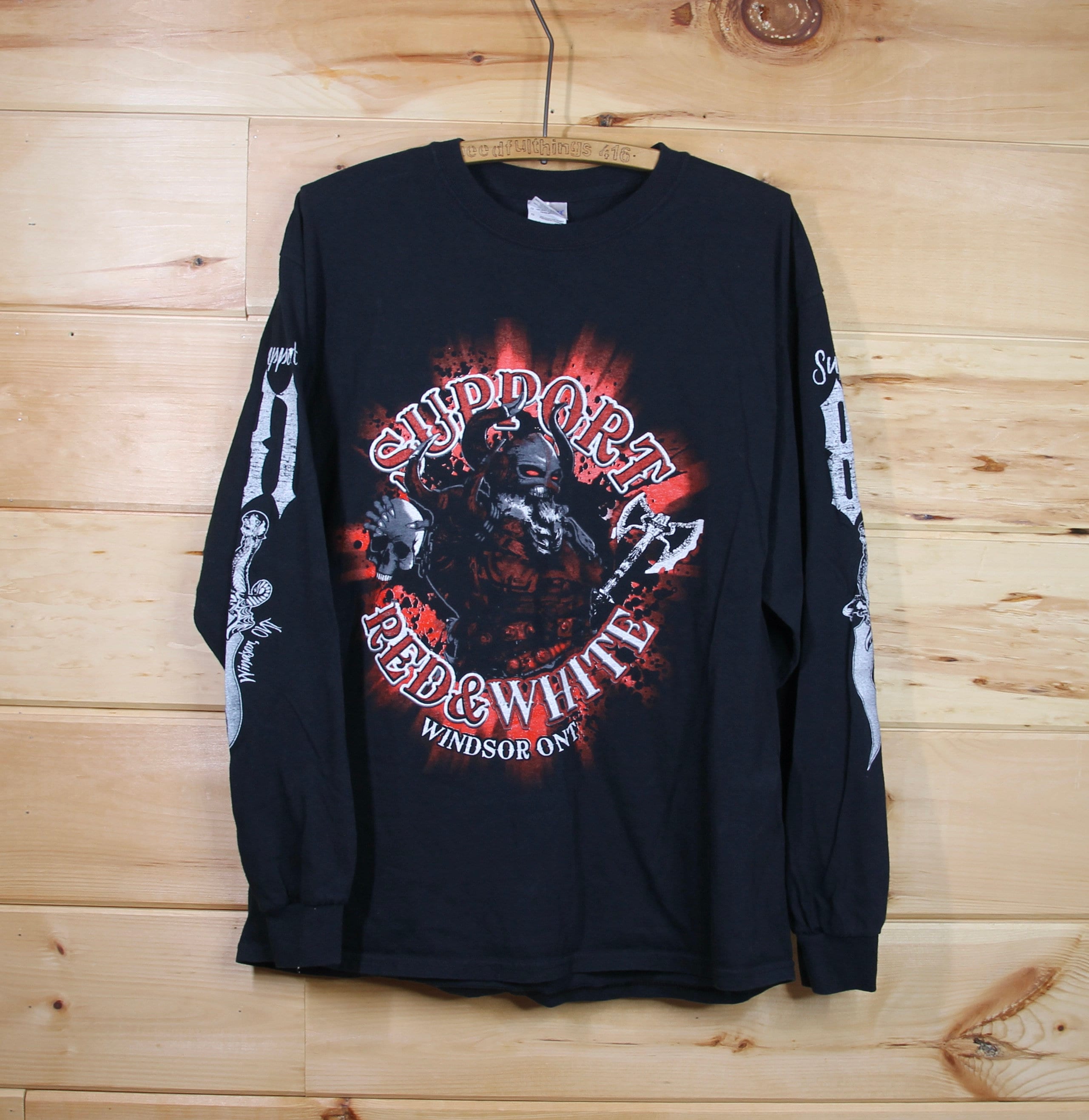 Vintage Support Red & White 13 Hells Angels Windsor Ontario Double
