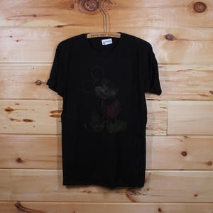 Vintage Walt Disney Parks Mickey Mouse Black Faded T-Shirt Adult Size Medium
