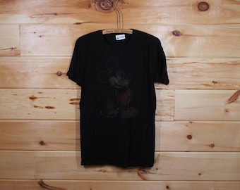Vintage Walt Disney Parks Mickey Mouse Black Faded T-Shirt Adult Size Medium