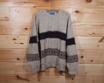 vintage Lobo by Pendleton Pull en tricot de laine beige fauve taille adulte Grand