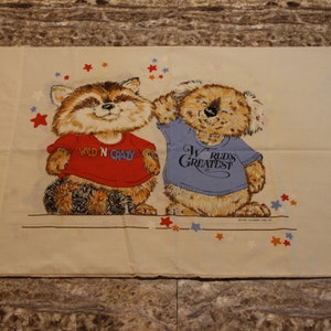 Vintage Wabasso 1980 Hallmark Card Inc. Niedliche Tiere Welt größter Kissenbezug Kissenbezug