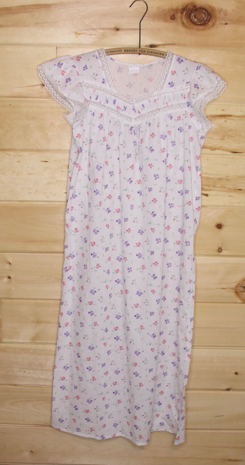 Vintage Slumber Suzy Dreamwear Nighty Floral Night Gown Nighty Sleepwear Adult Size Large