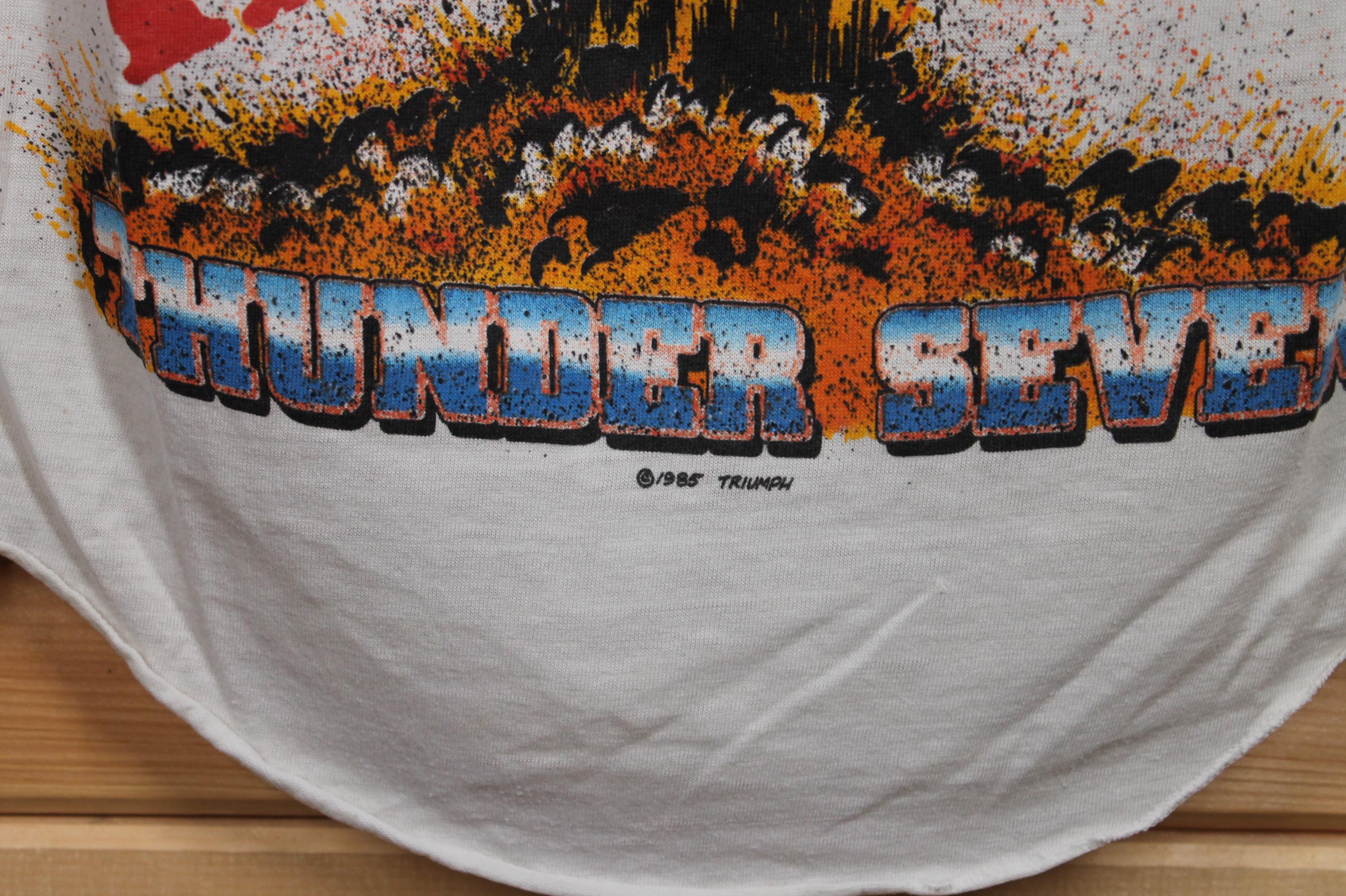 Vintage Triumph Invasion Thunder Seven 1985 Raglan Rock Band