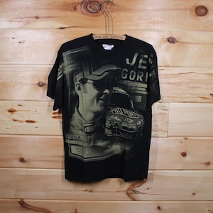 Vintage Jeff Gordon All Over Print Nascar Chase Black T-Shirt Adult Size Medium
