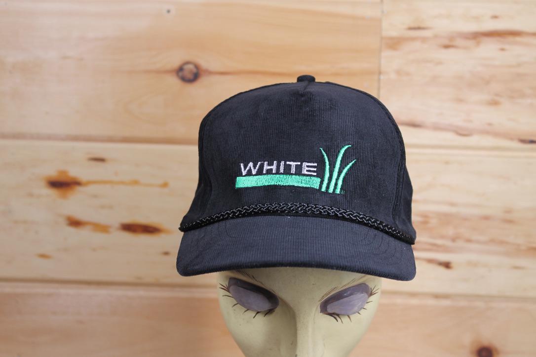 Vintage White Black Rope Corduroy Snapback Hat Adjustable Adult Size