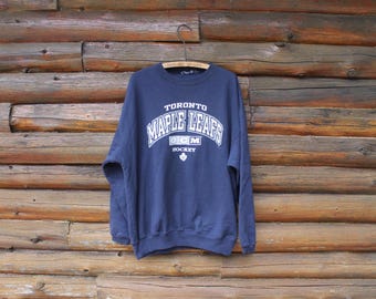 Vintage Toronto Maple Leafs CCM NHL Hockey Blue Sweatshirt Adult Size Large