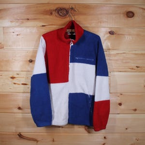 Vintage Fila Deep Pile Colour Block Fleece Full Zip Light Jacket Adult Size Small