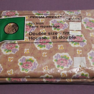 Vintage New In Package Sears Perma-Prest No Iron Double Fitted Bed Sheet Striped