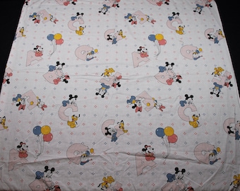 Vintage 1984 The Walt Disney Baby Mickey Mouse And Friends Themed Fitted Crib Sheet
