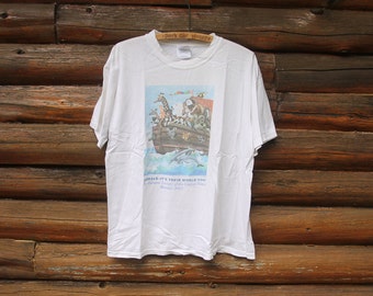 Vintage Animals It's Their World Too Noah's Arc Humane Society Nature Wildlife White T-Shirt Adult Size Large