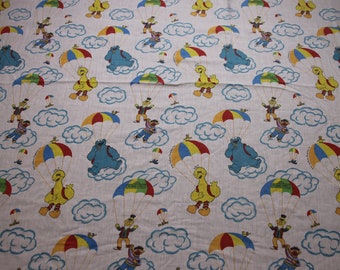 Vintage 1991 Sesame Street Themed Flat Twin Size Bed Sheet