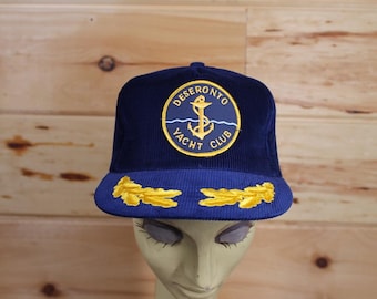 Vintage Deseronto Yacht Club Blue Corduroy Snapback Hat Adjustable Adult Size