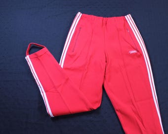 Pantalones deportivos Adidas Classic 3 Stripes rojos para mujer, talla 2 para adultos