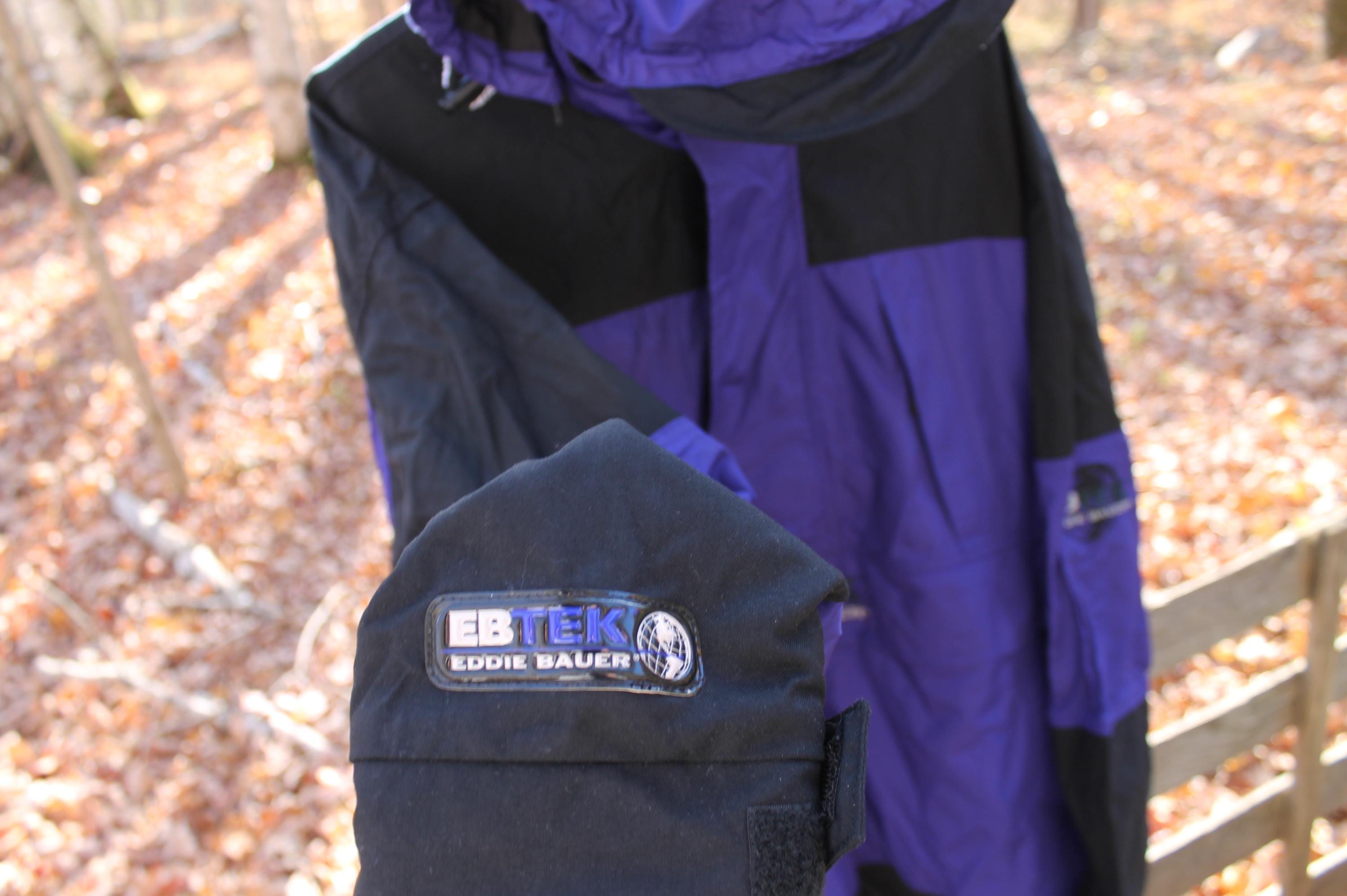 Vintage Eddie Bauer EBTEK Black and Purple Pullover Hooded Jacket