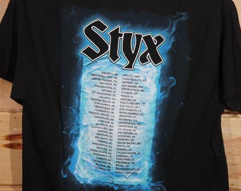Vintage STYX Rock Band Concert Tour Black T-shirt Adult Size