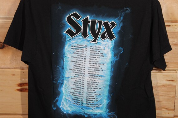 Vintage STYX Rock Band Concert Tour Black T-shirt Adult Size