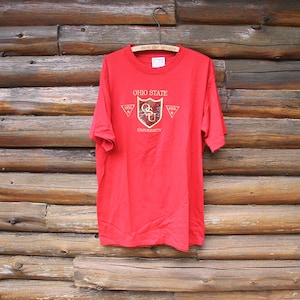 Vintage Ohio State University Embroidered Red Single Stitch T-Shirt Adult Size Large
